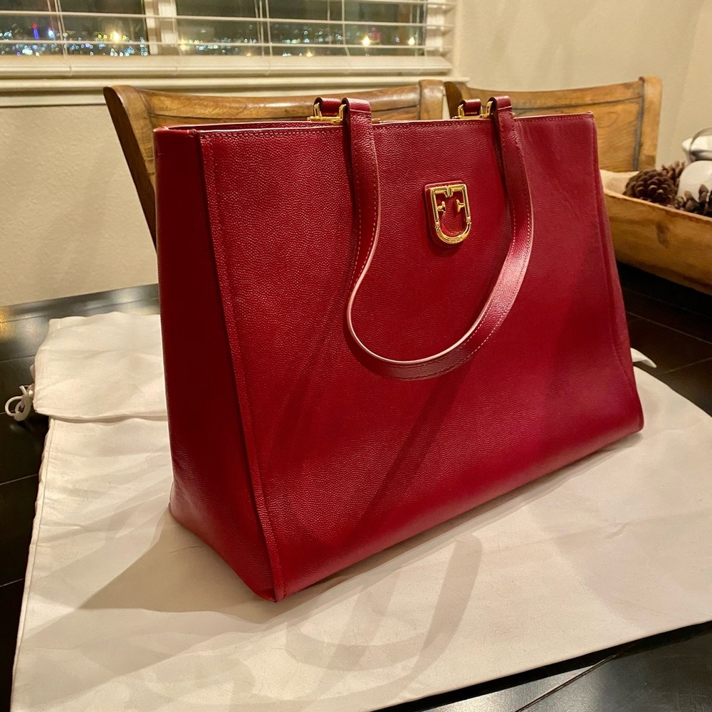 Red Furla Leather Handbag